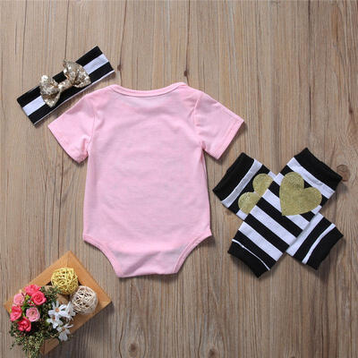 

Infant Baby Boy Girl RomperLeg WarmerHeadband Outfits Striped Clothes