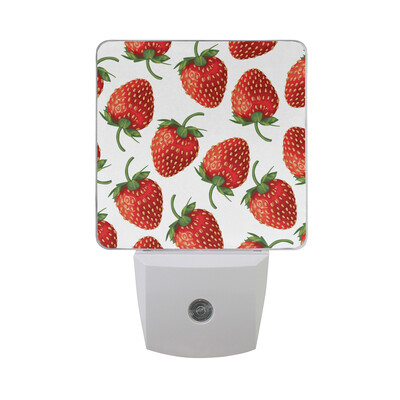 

ALAZA LED Night Light With Smart Dusk To Dawn SensorStrawberries Seamless Background Plug In Night Light