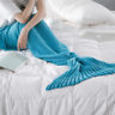 

Kids Mermaid Tail Sofa Blanket Super Warm Hand Crocheted Knitted Quilt Rug