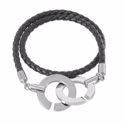 

Punk Double Circle Clasp Multi Layer Genuine Leather Bracelet