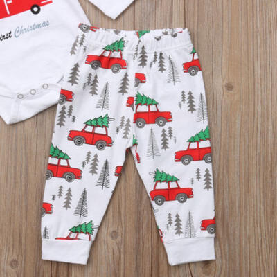 

3Pcs Newborn Baby Girl Boy Romper TopsLong Pants Hat Outfits Clothes 0-24M Set