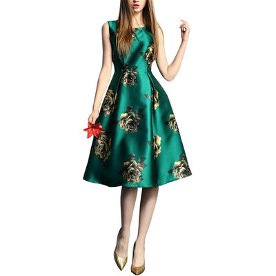 

Buenos Ninos Womens Sleeveless Flower Printed Vintage Cocatail Flare Dresses