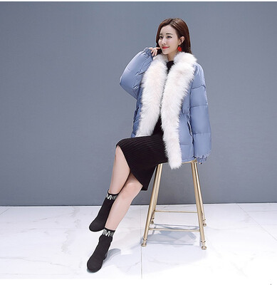 

Super fox fur collar short style down jacket women 2018 winter new long short short size white duck down coat