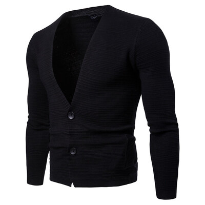 

AOWOFS Europe code AliExpress best selling explosions pure knit shirt Slim long-sleeved V-neck knit cardigan mens tide YM011