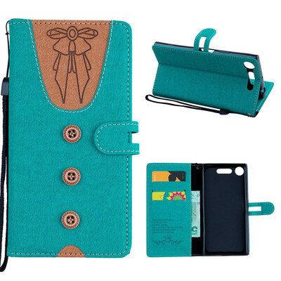

MOONCASE Sony Xperia XZ1 stitching embossed womens leather case - green