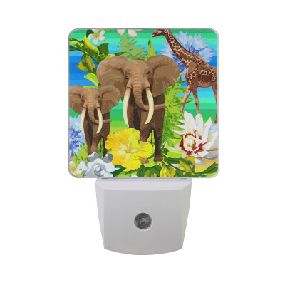 

ALAZA LED Night Light With Smart Dusk To Dawn SensorIndian Elephant Mandalas Plug In Night Light