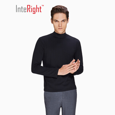 

INTERIGHT Mens Soft Bamboo Cotton Half Turtleneck Joker Long Sleeve T-Shirt Black XL