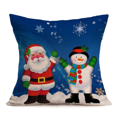 

UpperX Vintage Christmas Cartoon Smowman Penguin Sofa Bed Home Decor Festival Pillow Case Cushion Cover Santa Claus&Snowman
