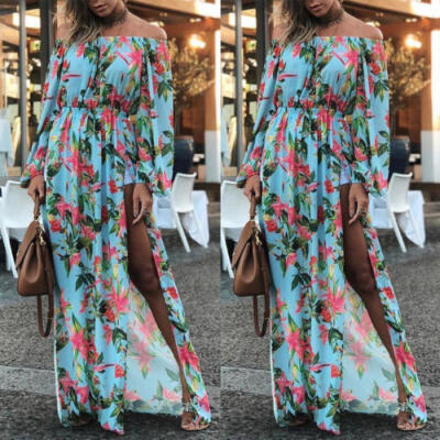 

Womens BOHO Long Maxi Evening Cocktail Party Summer Beach Dress Sundress