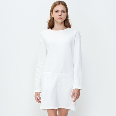 

UR youth trend ladies double pocket H type Slim dress YV39R7BN001 white apricot M