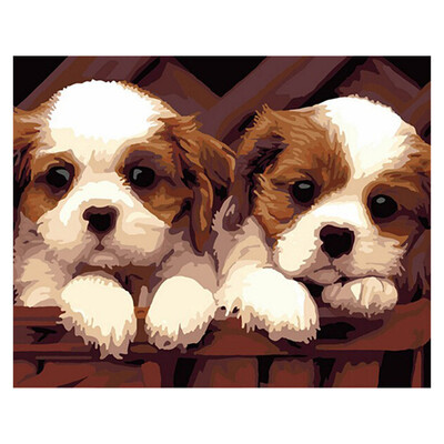 

UpperX Double Of Dogs DIY Digital Painting Kits Paint On Canvas For Children Unique Gift