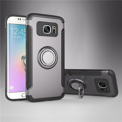 

Fecoprior Back Cover For Samsung Galaxy S7 Edge Case Car Holder Stand Hard PC Silicon Ring Suction Bracket Celulars