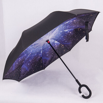 

Outdoor Inverted&Double Layer Windproof Umbrella Umbrella with UV Protection C-Shaped Handle