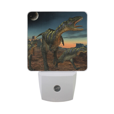 

ALAZA LED Night Light With Smart Dusk To Dawn SensorDinosaur Prehistoric Illustration Plug In Night Light