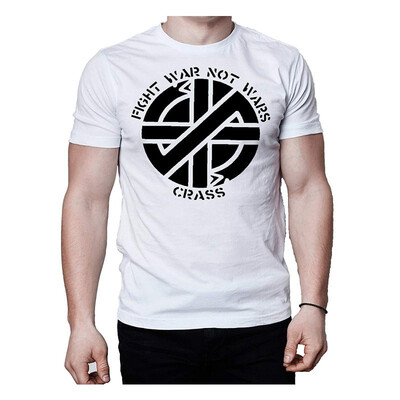 Crass - Fight war Not wars T-Shirt - Anarcho-punk Punk rock Hardcore punk 3XL White