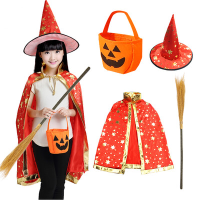 

Many memories of Halloween costumes cloak props decorations childrens Halloween decoration childrens toys cosplay costumes performance clothing magician red