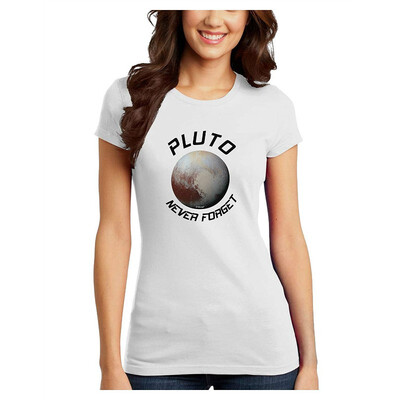 

TooLoud Never Forget Pluto Funny Science Fan Juniors Petite T-Shirt