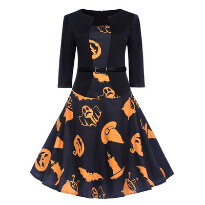 

Autumn slim waist big hare seven point sleeve dress
