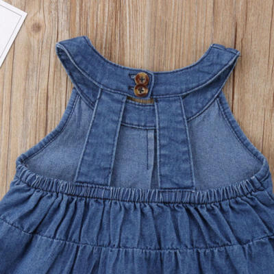 

Hot Casual Children Girls Princess Dress Outfit Denim Party Sundress Clothes