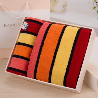 

Gold cotton towel towel each gift box set GA1111 cross-woven color thick orange boxed 2 sets of gift bag