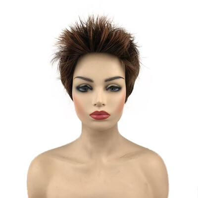 

StrongBeauty Short Wavy Brown Wigs for Women Synthetic Natural Looking Wigs