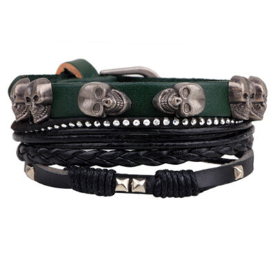 

New Fashion Bead Leather Bracelets & bangles for Woven 34 pcs 1 Set Multilayer Wristband Vintage Handmade Bracelet Men Pulseira