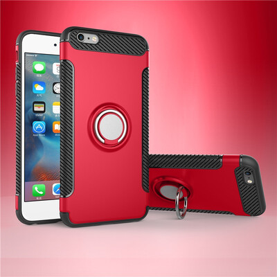 

Fecoprior Back Cover For iPhone 6 6S Plus 55inch Case Car Holder Stand Hard PC Silicon Ring Suction Bracket Celulars