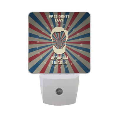 

ALAZA LED Night Light With Smart Dusk To Dawn SensorHappy Presidents Day Typography With Hat Plug In Night Light
