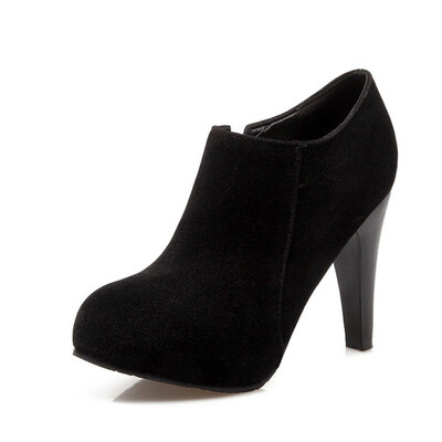 

IDIFU Womens Dressy Faux Suede Round Toe Hidden Platform Side Zipper High Heel OL Ankle Booties