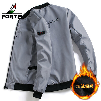 

Fu Yi FORTEI jacket mens jacket 2018 autumn&winter new mens fashion casual Slim warm baseball collar clothes mens trend jacket 8831 black
