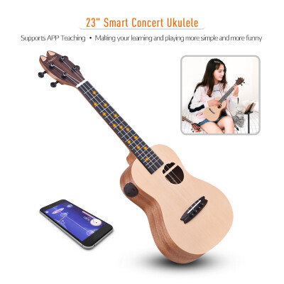 

Populele Q1 23 Inches Smart Concert Ukulele Ukelele Uke Supports APP Teaching Bluetooth Connection ABS Fretboard with LED light fo