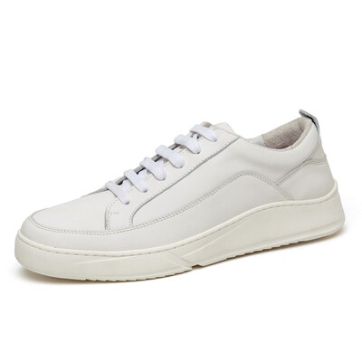 

Shoes mens shoes leather top layer cowhide beige white thick white shoes men