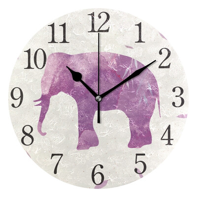 

Wall Clock Art Elephant Round Wall Clock Arabic Numerals Design