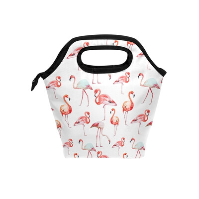 

Lunch Bag Flamingos Tote Travel Picnic Insulated Handbags Portable Zipper Lunch Bag Box