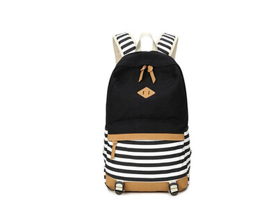 

Canvas backpack female fashion Korean print handbag 2018 new middle school student bag striped canvas backpack