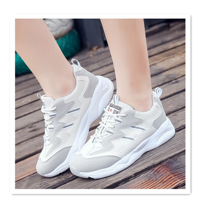 

New old shoes Harajuku sneakers womens shoes fashion muffin bottom tie color matching casual running shoes students wild flame ru
