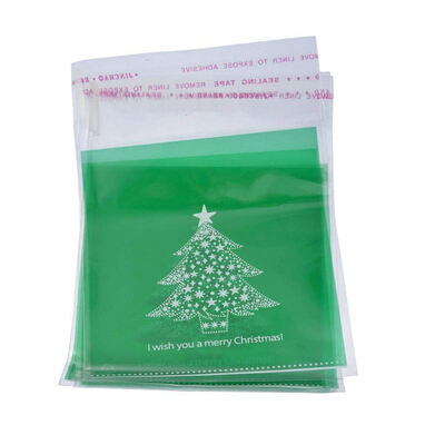 

UpperX Elk Self Adhesive Christmas Tree Cookie Cellophane Gift Treat Candy Bags Pack of 50pcs