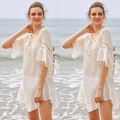 

Women Lace Crochet Bikini Beachwear Cover Up Beach Dress Summer Bathing Suit US