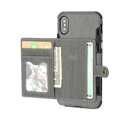 

New iPhoneXSMax Mobile Shell Samsung Mobile Phone Case Card Case Gray