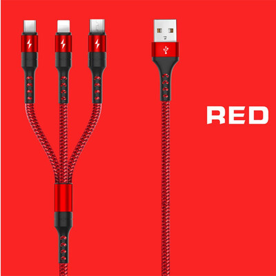 

NeillieN One tow three data lines nylon braid three in one data lines three multifunctional synchronous charging wire data line