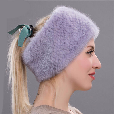 

New quality Winter New Mink Scarf Women Real Mink Fur Hat Knitted Mink Fur Headband Muffler Ring Russian Elastic Neckerchief