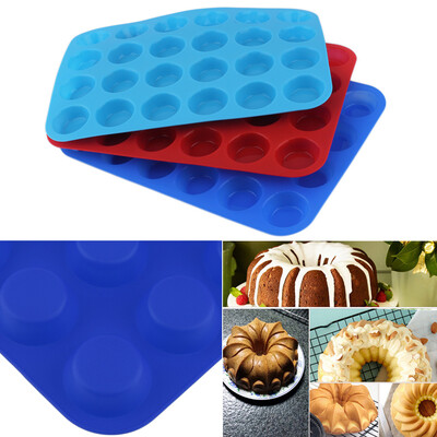 

24-Cavity Muffin Cup Silicone Cookies Cupcake Bakeware Pan Soap Tray Mould