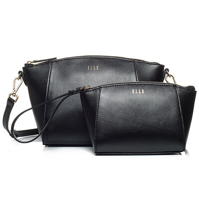 

ELLE (ее) новые сумки моды кожаный двухсекционный костюм Сумка EB60215BK черный