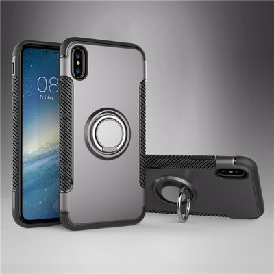 

Fecoprior Back Cover For iPhone  X iPhoneXS Case Car Holder Stand Hard PC Silicon Ring Suction Bracket Celulars