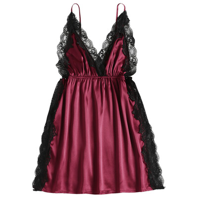 

Side Slit Laced Satin Nightdress
