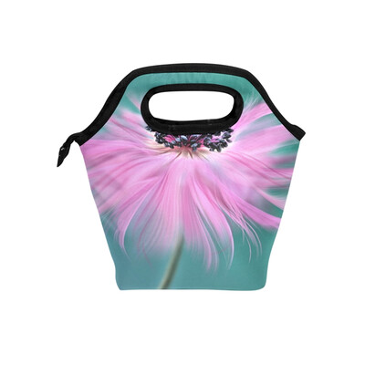 

Lunch Bag Pink Flower 1 Tote Travel Picnic Insulated Handbags Portable Zipper Lunch Bag Box