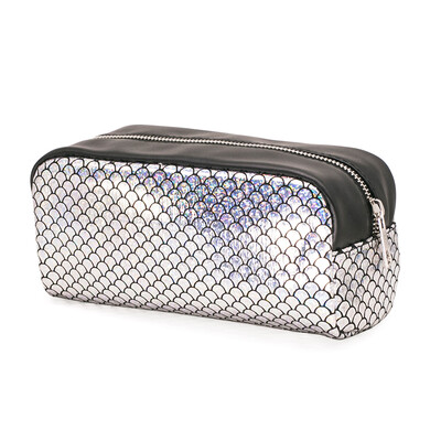 

Fashion Women Makeup Bag Organizer Storage Bag Sparkling Fish Scales Pattern Zipper Case Cosmetic Bags Large Capacity