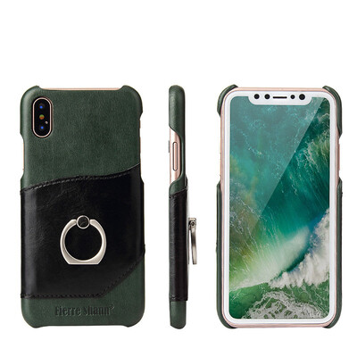 

New iPhoneX Max Mobile Shell Huawei Mobile Phone Ring Holder Mobile Phone Leather Case Green