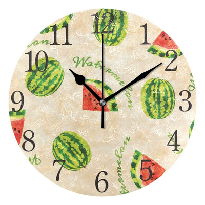

Wall Clock Arabic Numerals Design Watermelons Seamless Pattern Round