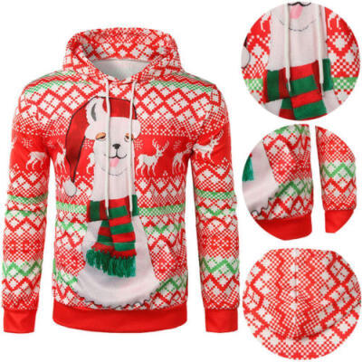 

UK Womens Mens Hooded Christmas 3D Print Hoodies Unisex Sweatshirt Pullover Tops